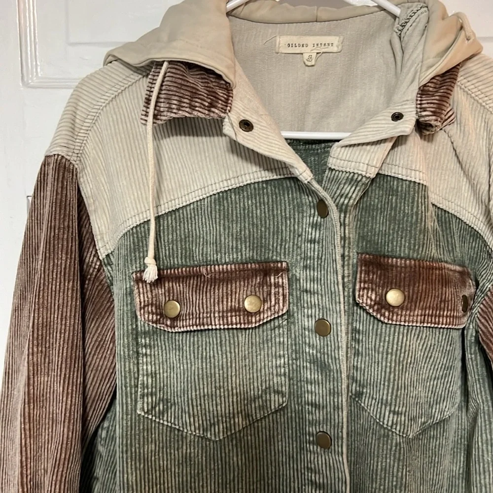 Gilded Intent Colorblock Corduroy Shacket - Picture 3 of 4